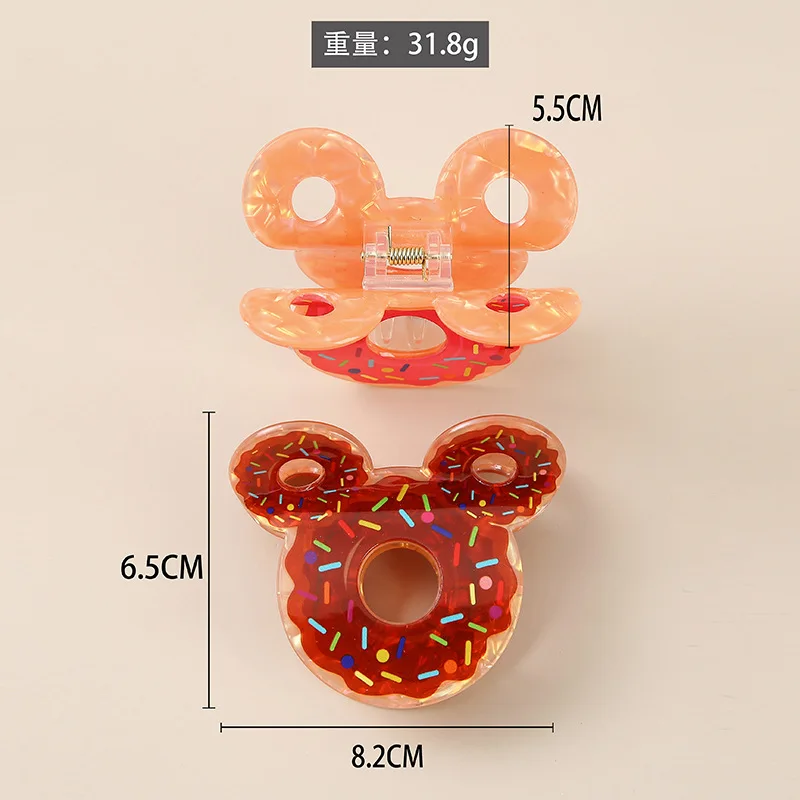 1pc Sparkling Girl's New Simulated Food Doughnut Gripper Personalized Fun Cute Hair Clip view 2