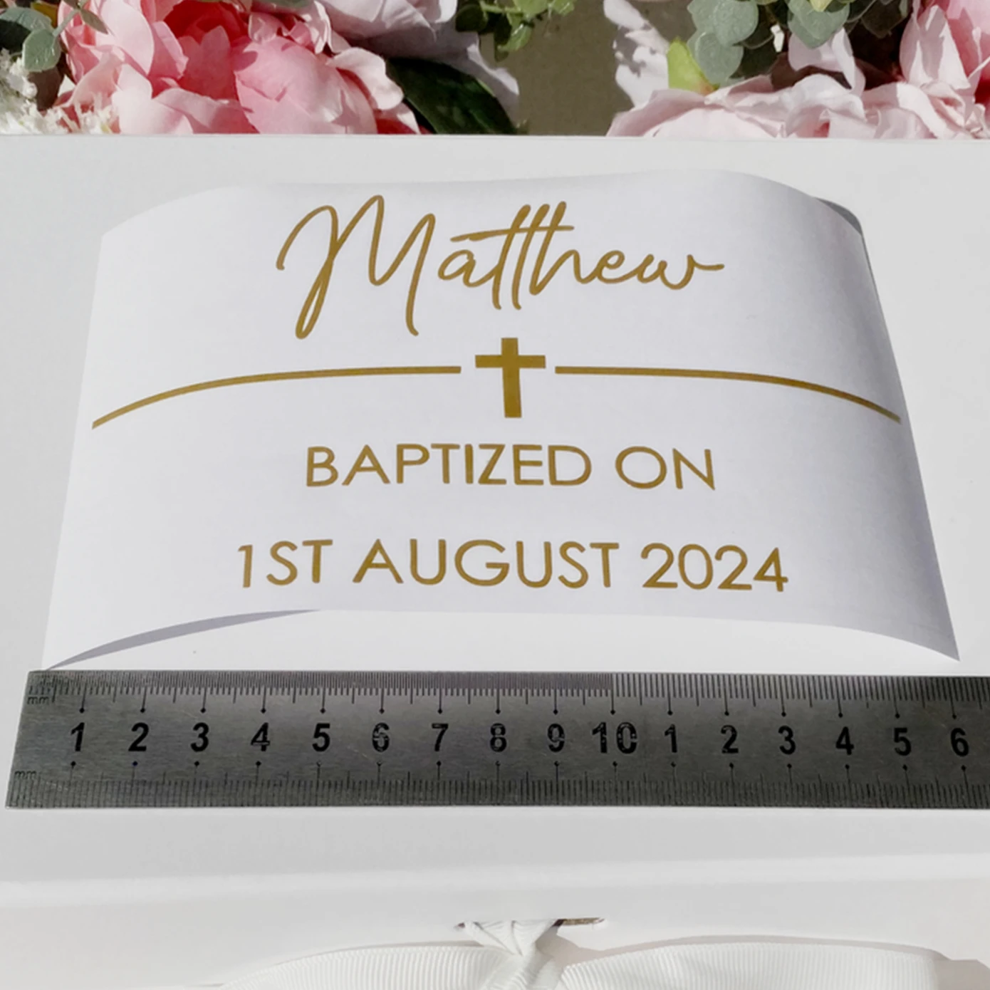 Personalised Christening Baptism Name and Date Vinyl Decal Confirmation Baptême Box Gift DECAL Stickers ( No box)