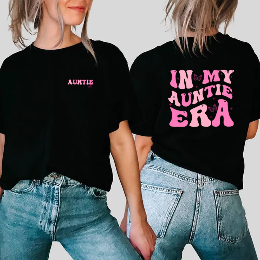 In My Auntie Era Shirt Aunt Era Shirts Funny Aunt Tshirt Baby Announcement for Aunt Tees Trendy Harajuku Casual Tops Y2k Top