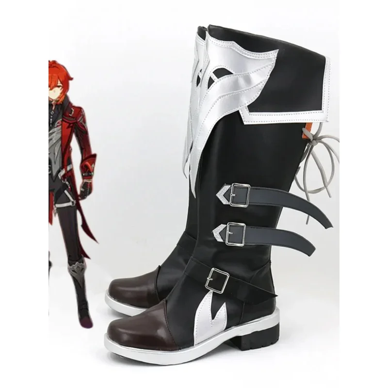 

2025 11 Game Anime Genshin Impact Diluc Ragnvindr Cosplay Shoes Boots Halloween Costume Accessories Props