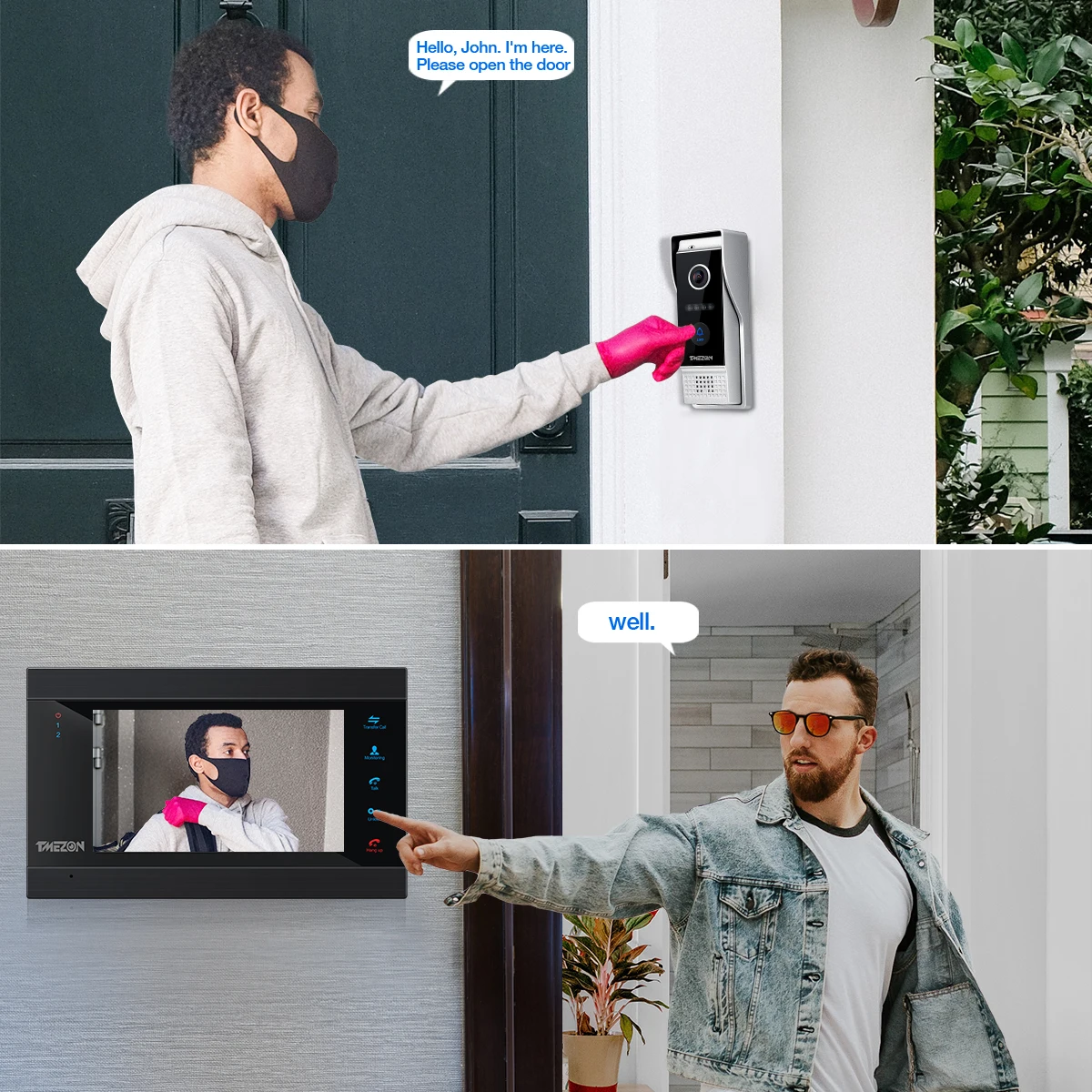 TUYA TMEZON-sistema de intercomunicación inteligente para puerta, videoportero inalámbrico con Wifi, 7 pulgadas, 1080p, 2 monitores y 1 cámara de timbre a prueba de lluvia