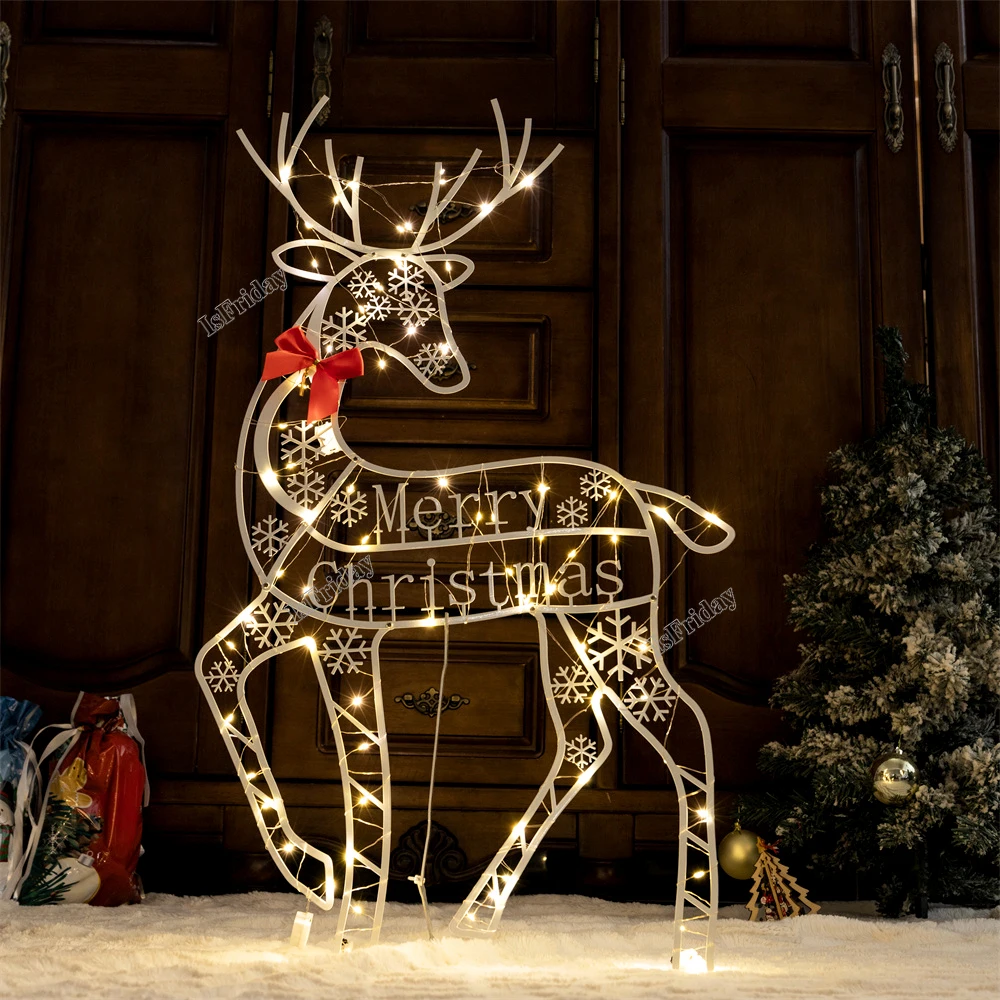 3 Stück Weihnachten Rentier Familie beleuchtet Hirsch Weihnachts dekoration führte Lichter glühende Rentier Weihnachten Home Outdoor Garten Skulptur
