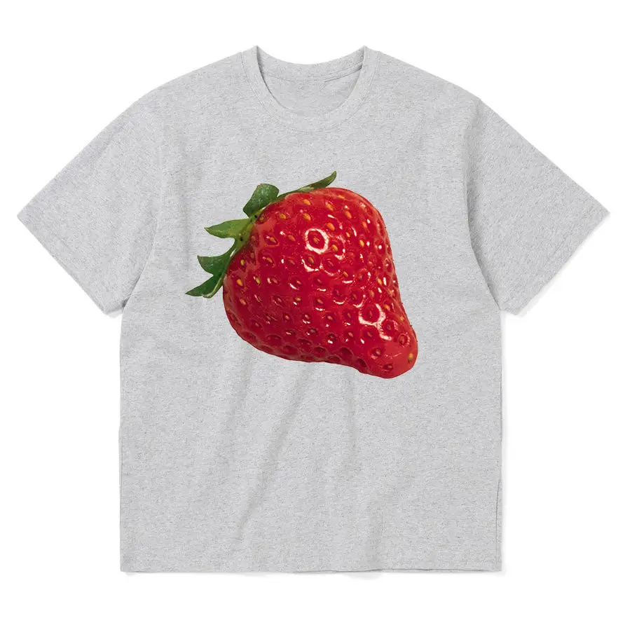 

Creative Design of Summer Fruit Short-sleeved T-shirt with Large Strawberry Print A Versatile Top for Female Students Couples