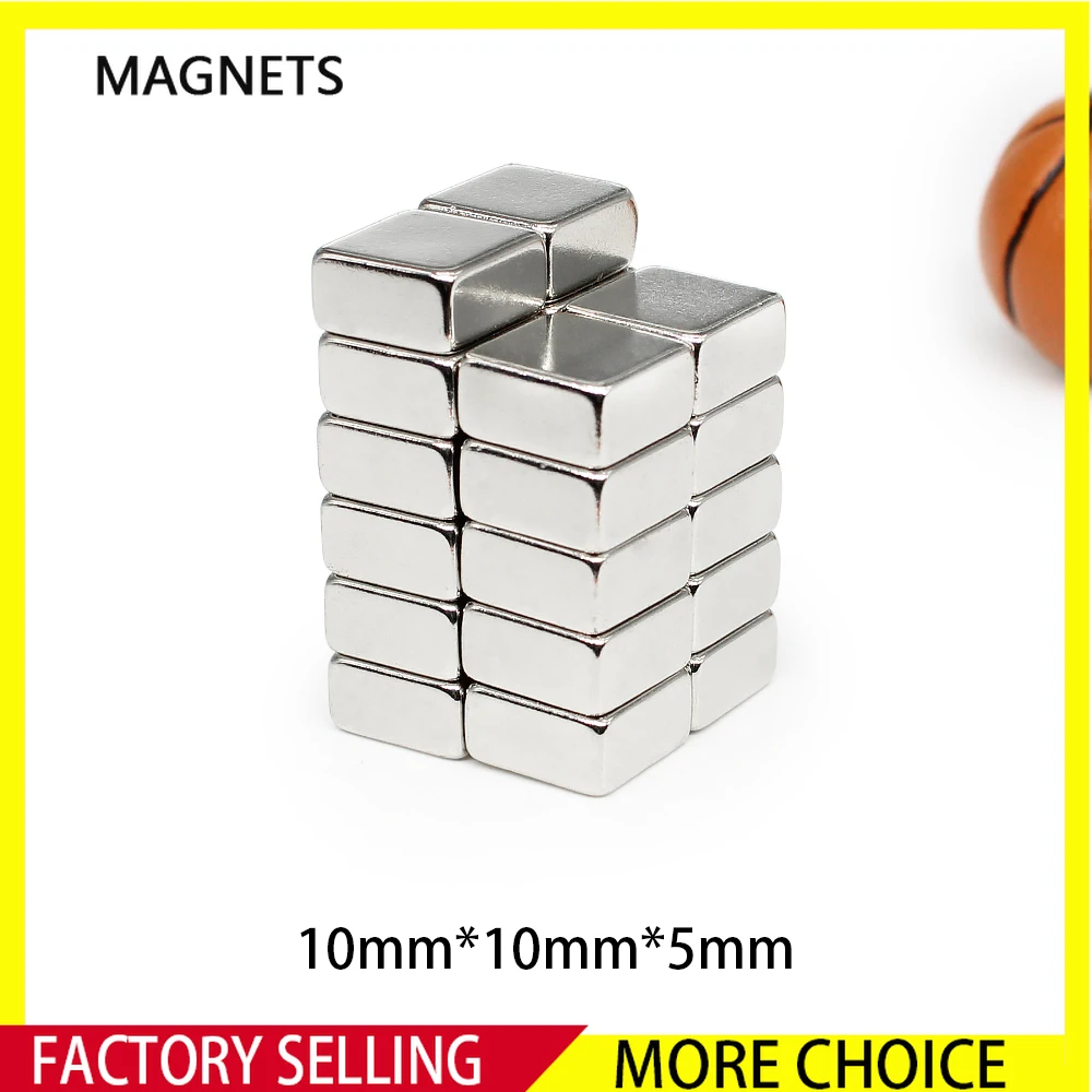 5/10/20/50/100PCS 10x10x5 mm Square Rare Earth Neodymium Magnet 10*10*5 Block Powerful Strong Magnetic Magnets Sheet 10x10x5mm