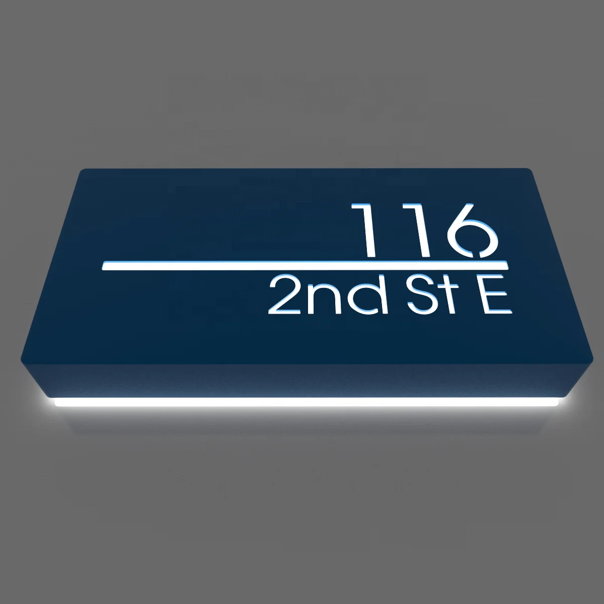 House Address Sign Illuminated Modern Rectangular Acrylic House Sign Led Lighted Custom Stainless Steel Box