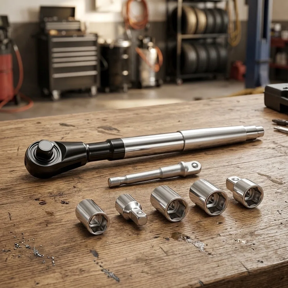 1/2 inch Wrench Extender Tool for Tight Spaces Narrow Neck 1.57 inch Width 16.93 inch Length Chrome Steel Durability