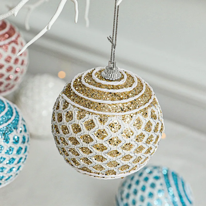 8pc Dia 8cm Christmas Ornament Balls Nordic Creativity Christmas Pendant Foam Ball Wedding Hanging Ball Decoration Supplies Xmas