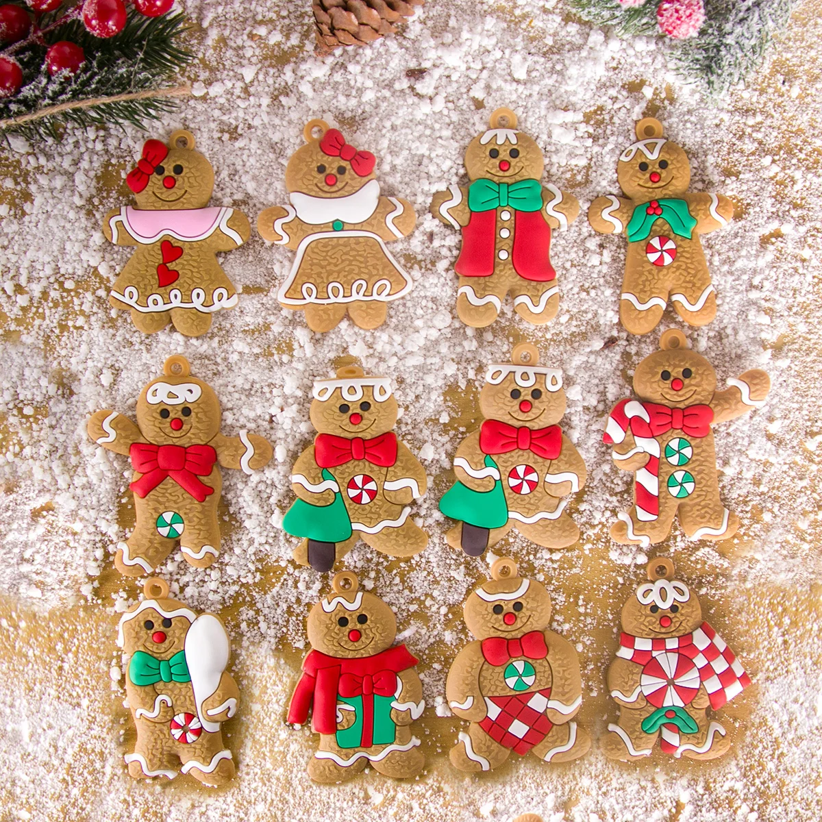 1set Gingerbread Man Ornaments Christmas Decorations Tree Hanging Charms Pendants for Home Kids New Year Gift 2023 Navidad Decor