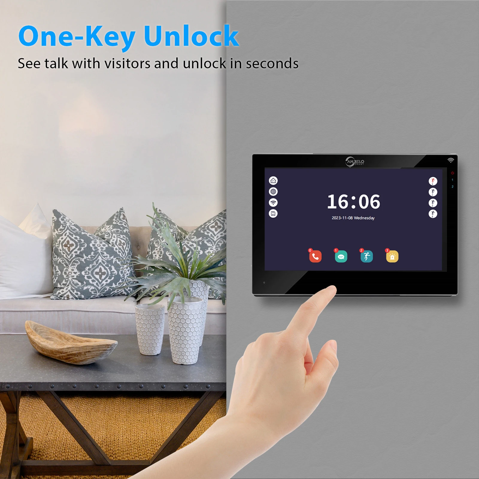 Tuya-Smart Home Video Campainha, 7 Polegadas, Tela Sensível Ao Toque, Smart Home Video Intercom Sistema, Acesso à Entrada WiFi, Câmera Campainha 1080P