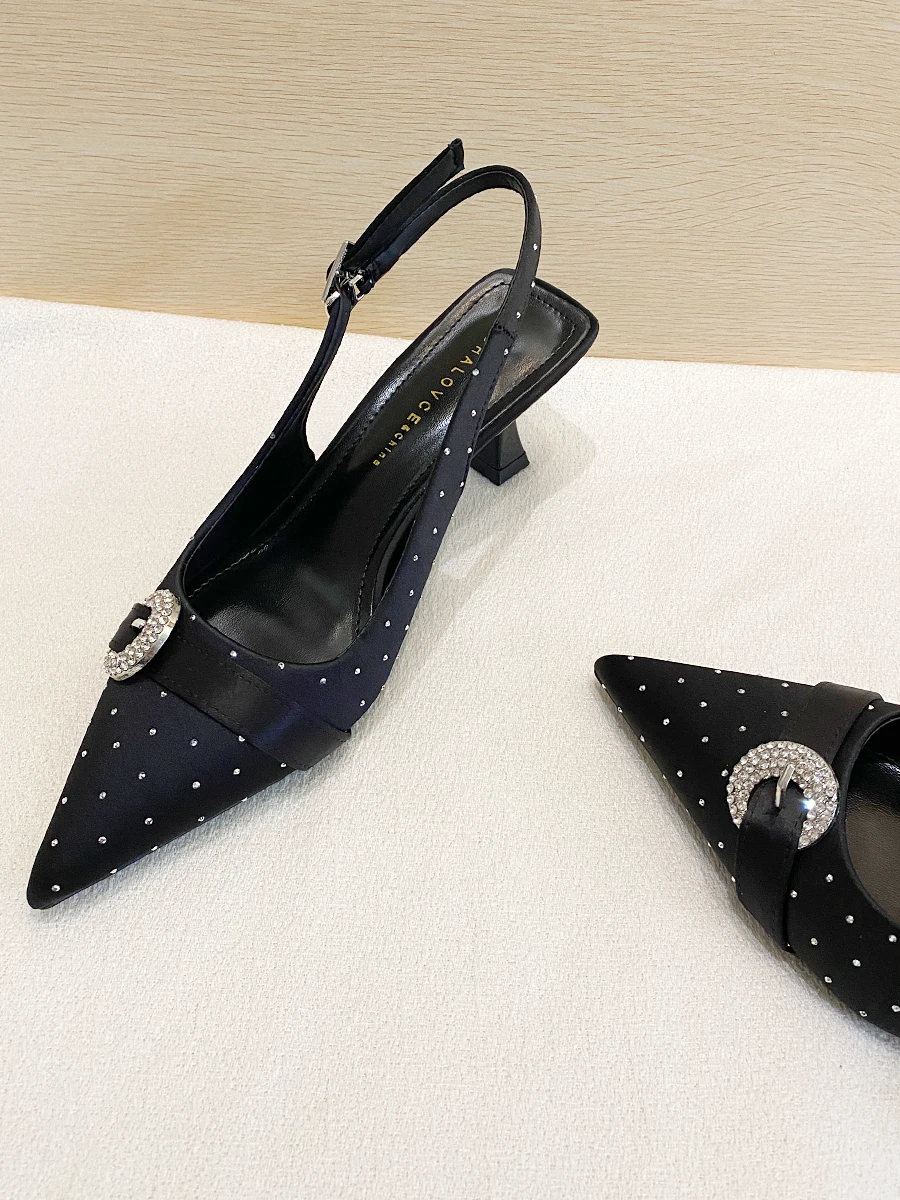 black-polka-dot-pointed-toe-high-heels-diamond-embellished-strap-backless-sandals-women's-fashion-single-shoes-2026-new-style