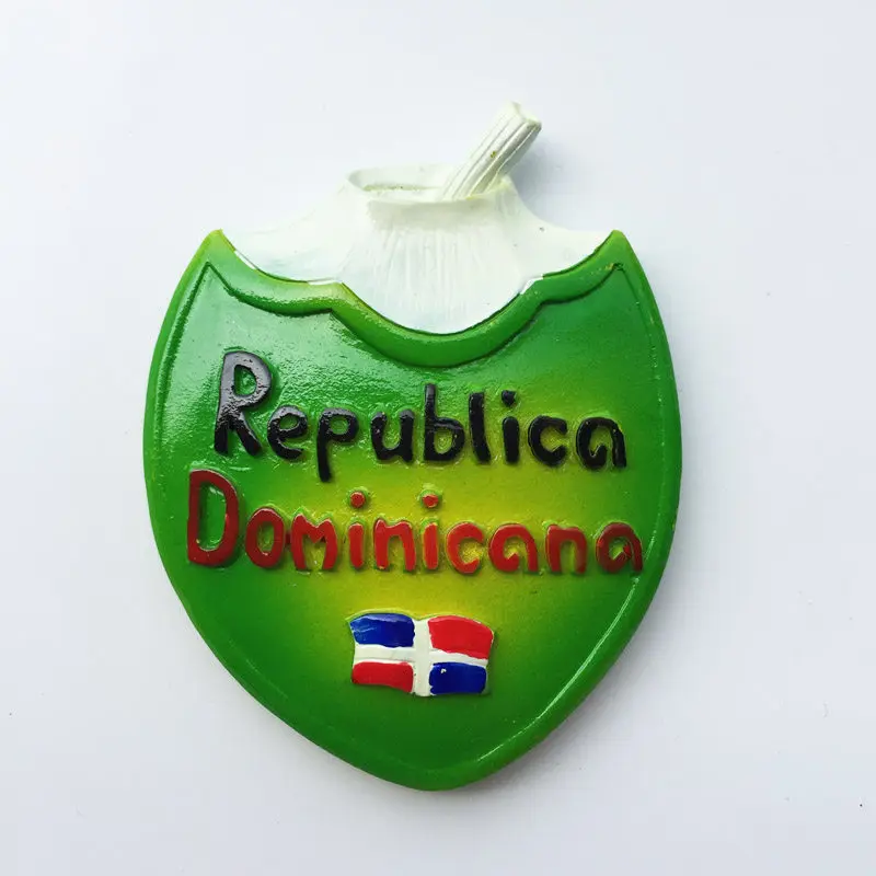 Dominican Republic Creative Tourism Memorial Collection Decorative Crafts 3D Coconut Water Magnetic Refrigerator Sticker