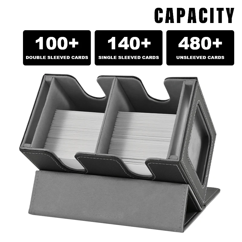 Kartendeckbox mit 2 Commander-Displays, Doppeldeckbox für mehr als 140 Karten mit einem Ärmeln, passend für TCG CCG Magic Cards – Detail 4