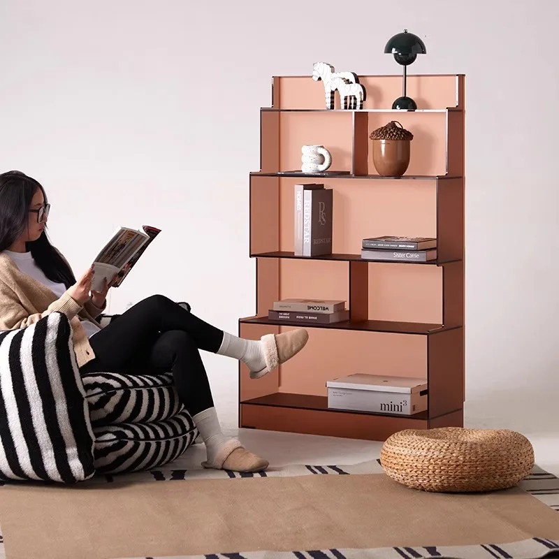 Light luxury and simple, floor shelf, creative floor bookshelf, multi-layer storage integration
