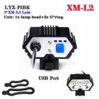 XM-L2 Led Strong Light Bike Lamp Head USB Charging Port Bicycle Light Outdoor MTB Headlight Riding Lighting Accessories