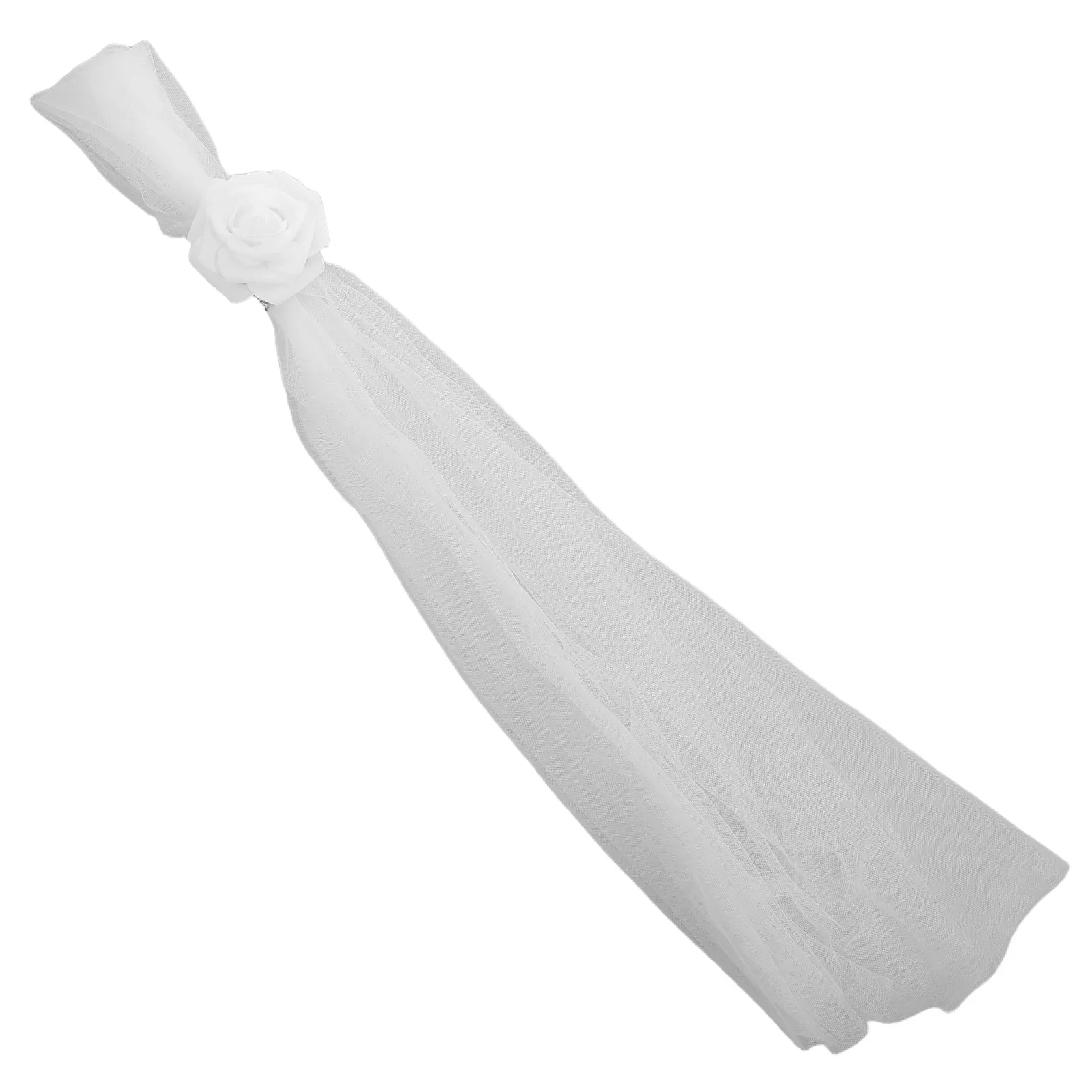 White Artificial Floral Chair Sashes Bow Wedding Church Wedding Chair Decorations Tulle Floral Bows Banquet Party Decor