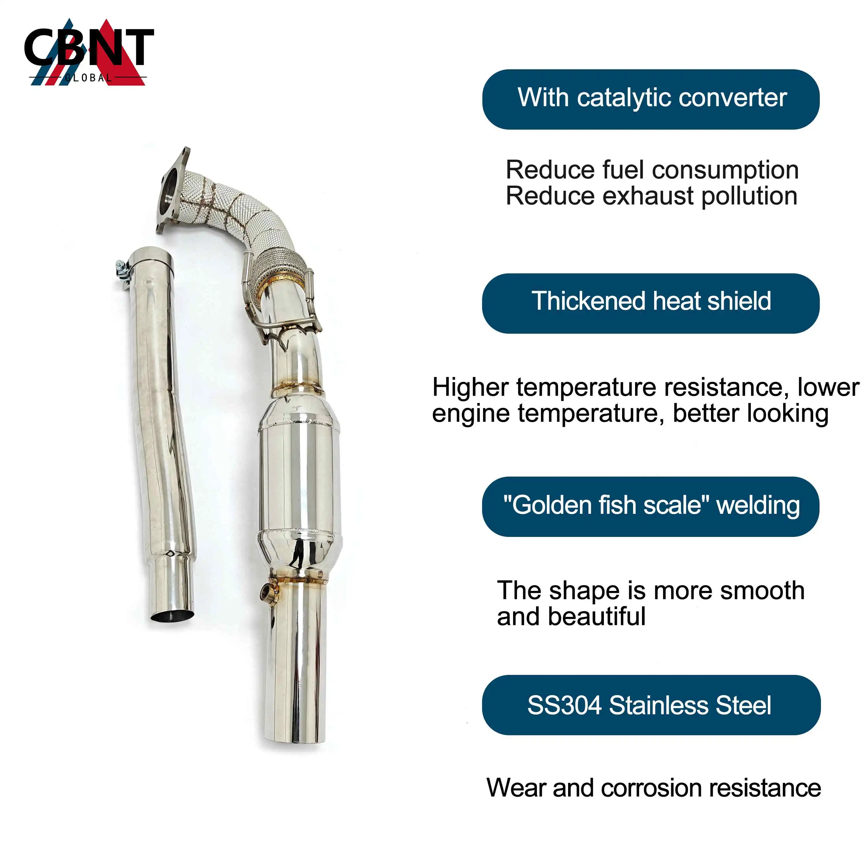 CBNT Exhaust Systems Catless/Catted Downpipe for VW Golf MK6 GTI Exhaust Header High Quality SS304 Exhaust Pipe Car Accessories