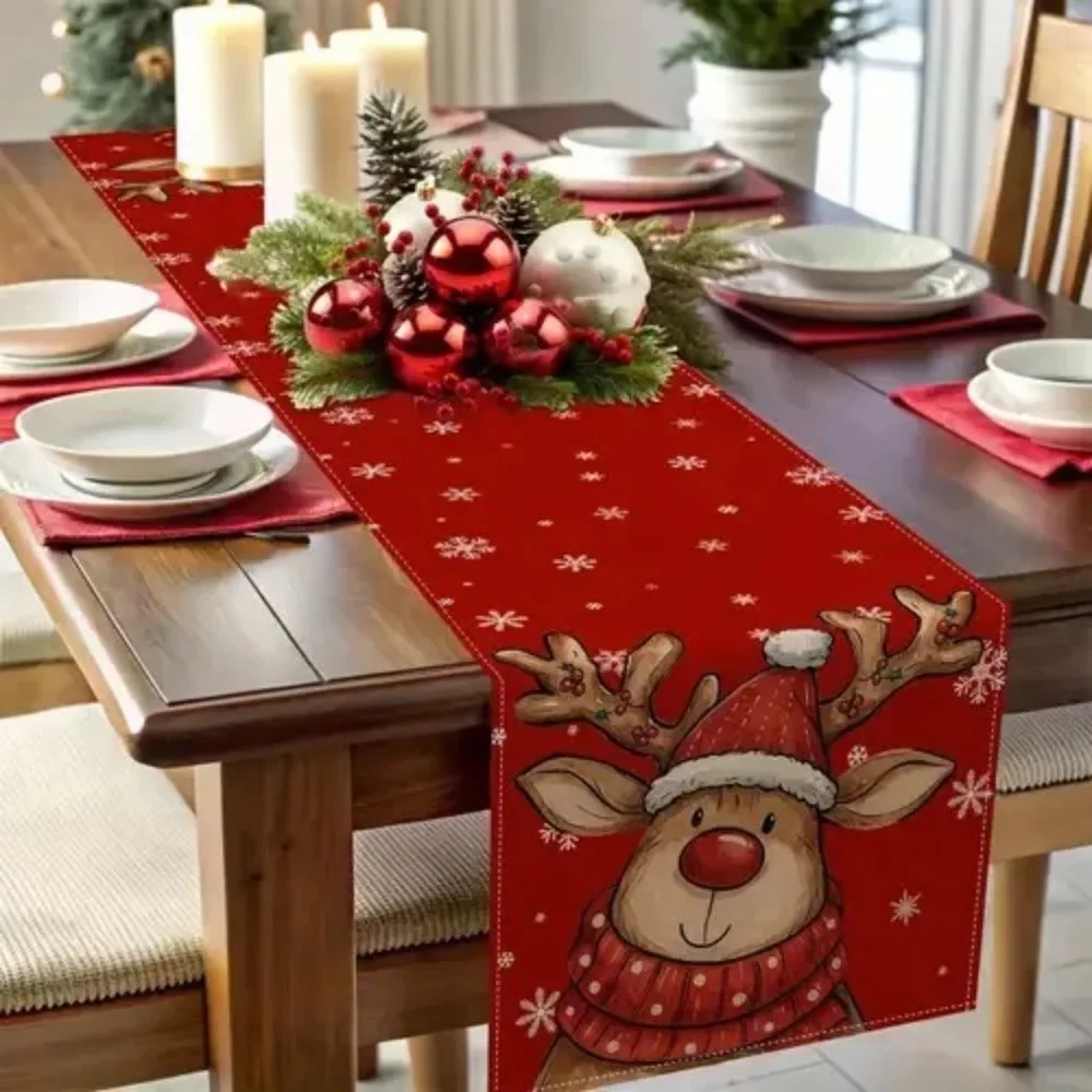 Santa Claus Christmas Table Runner Christmas Decorations for Home 2026 Xmas Table Flag Navidad Noel Gifts New Year Tablecloth view 5