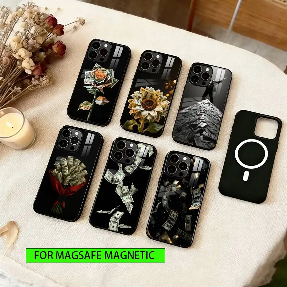 

Чехол для телефона Wealth Flower для iPhone 17, 16, 15, 14, 13, 12, 11 Plus, Pro, магнитный, с беспроводной зарядкой MagSafe