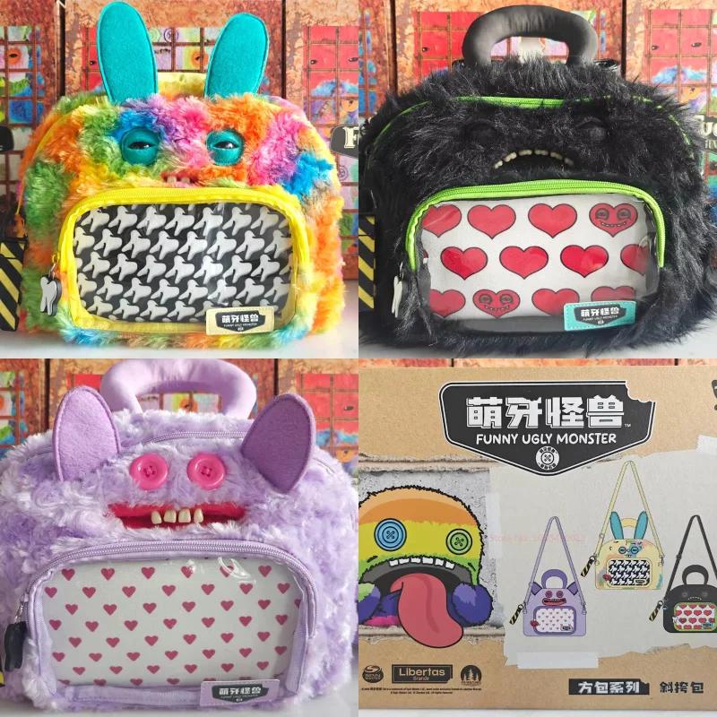 Original Fuggler Funny Ugly Monster Crossbody Bag Square Bag Series Anime Peripheral Plush Toys Cute Tooth Monster Ornament