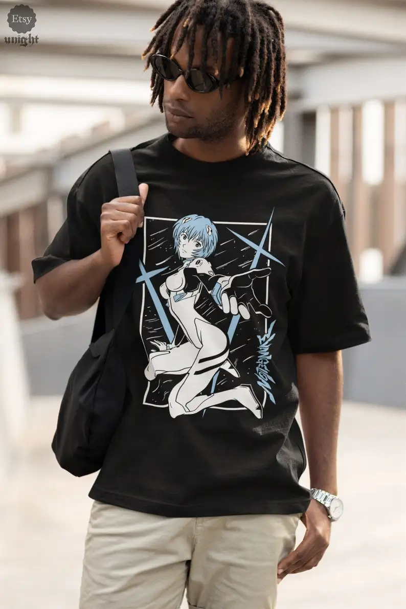 Unisex Blue Genesis Sentinel T-shirt - Anime Synth Unity