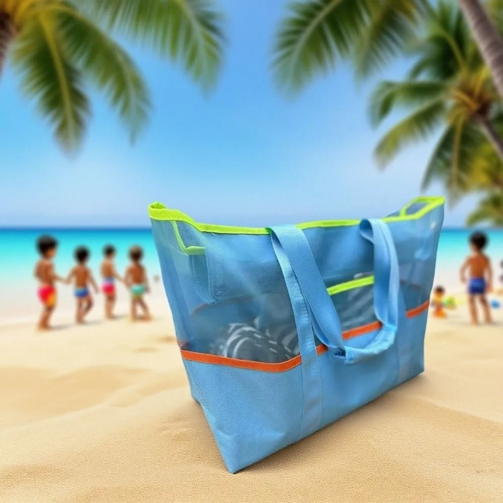 

Multi-Pocket Mesh Beach Bag Large Capacity Portable Toiletry Organizer Storage Bag Lightweight Breathable
