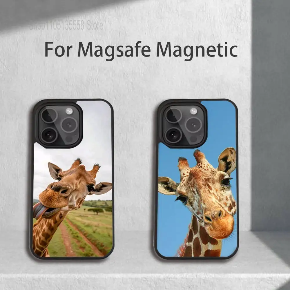 

GiraffeS Funny Animal For iPhone 11,12,13,14,15,16,17,Pro,Max,Plus,Mini,SE4,E Phone Case Magnetic Magsafe Wireless Charging