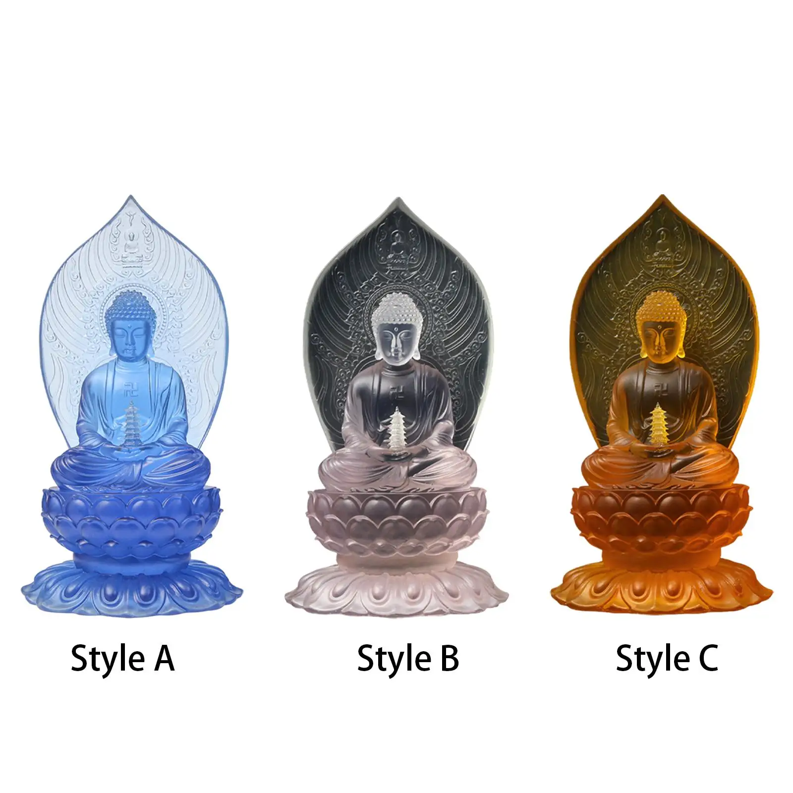 

8.6inch Buddhist Figure on Lotus Base Ornament Shakyamuni Meditating Sculpture Miniature for Home Office Decor