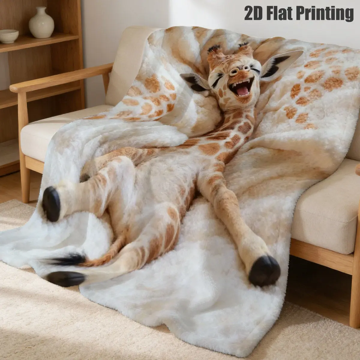 1pc Giraffe Blanket Suitable for Sofa Naps, Bed Snuggling, And Movie Nights - Comfortable Flannel Throw with Cute Giraffe Patter