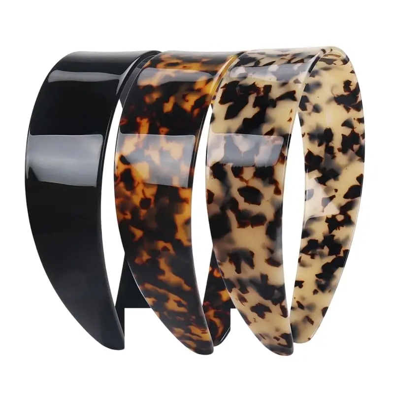 Dickes Schildpatt-Stirnband mit Zähnen für Frauen 1,5 Zoll Rutschfest Vielseitig Breites Retro-Acetat-Kunststoff-Stirnband – Detail 10