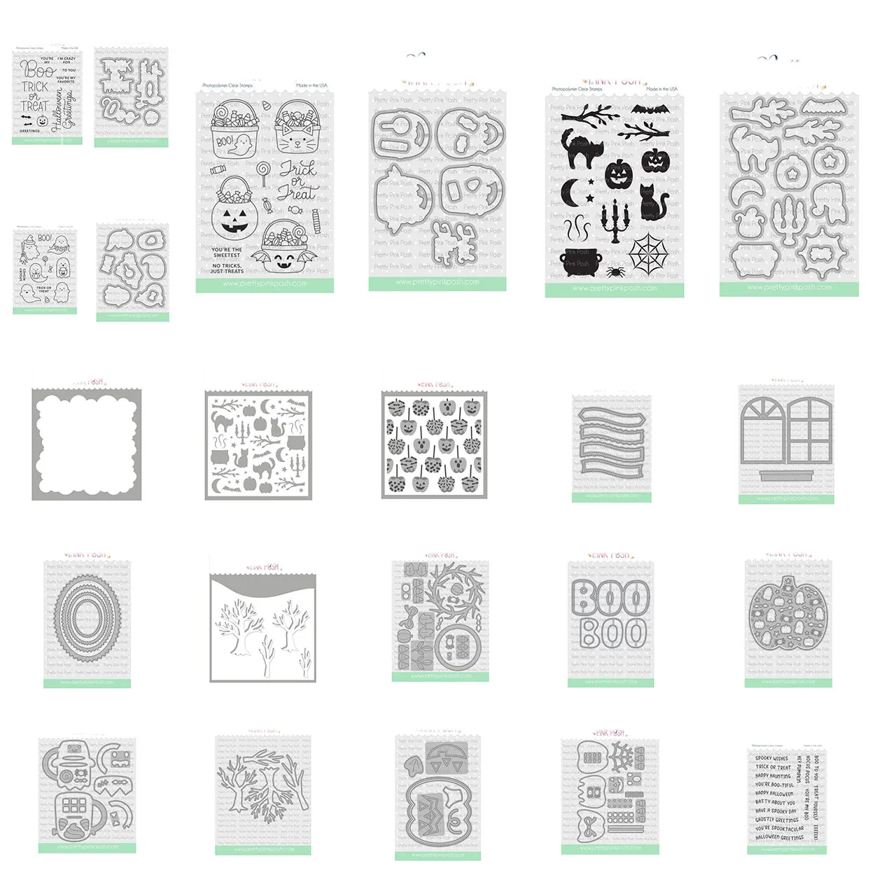NEWAugust 2026 Halloween Themed Ghost Pumpkin Black Cat Candy Witch Clear Stamp Metal Cutting Die Set Boo Trick or Treat Holiday