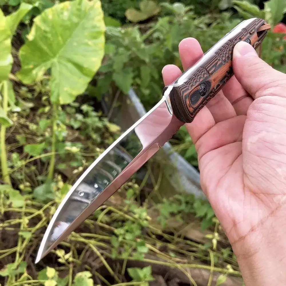 Handmade Camping Hunting Straight Collection Knives Steel +Wood Handle Rescue Outdoor Knife With Leather Sheath EDC Tool