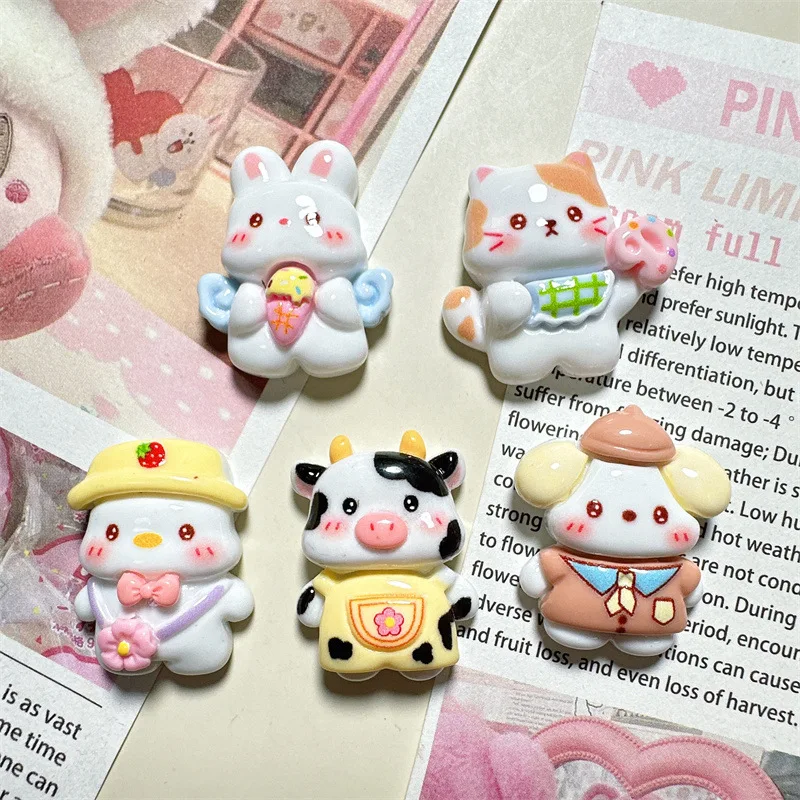 5pcs DIY Cream Gum Cartoon Cute Poison Cow cartoon resin flatback cabochons diy crafts supplies