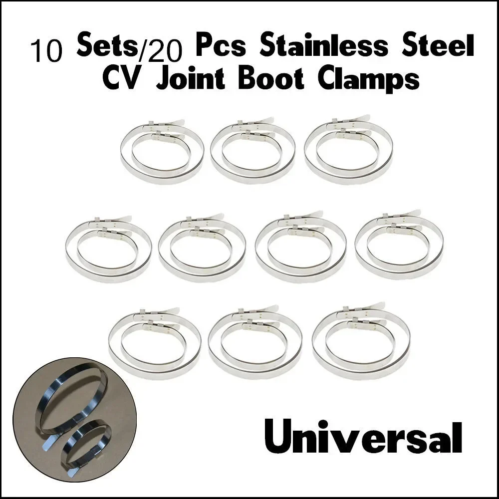 20pcs Stainless Steel ​Axle CV Joint Boot Crimp Clamp Kit Universal Adjustable Driveshaft Axle CV Joint Clip Boot Clamps