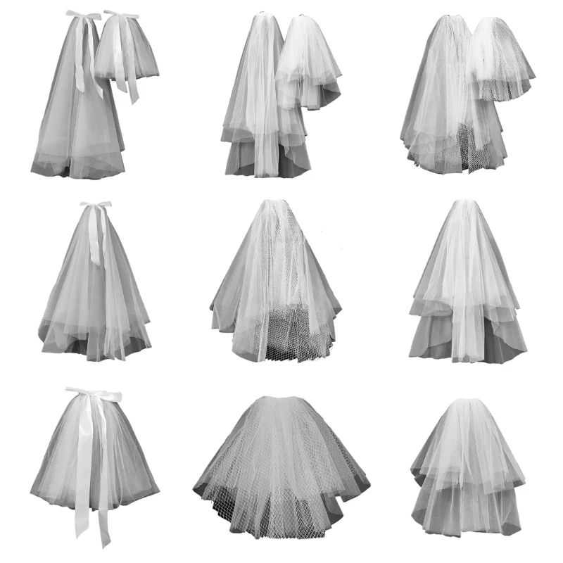 White Color Layered Veil with Bowknot Wedding Adult/Kids Veil Long Tulle Christmas Elegant Bride Wedding Party Veil