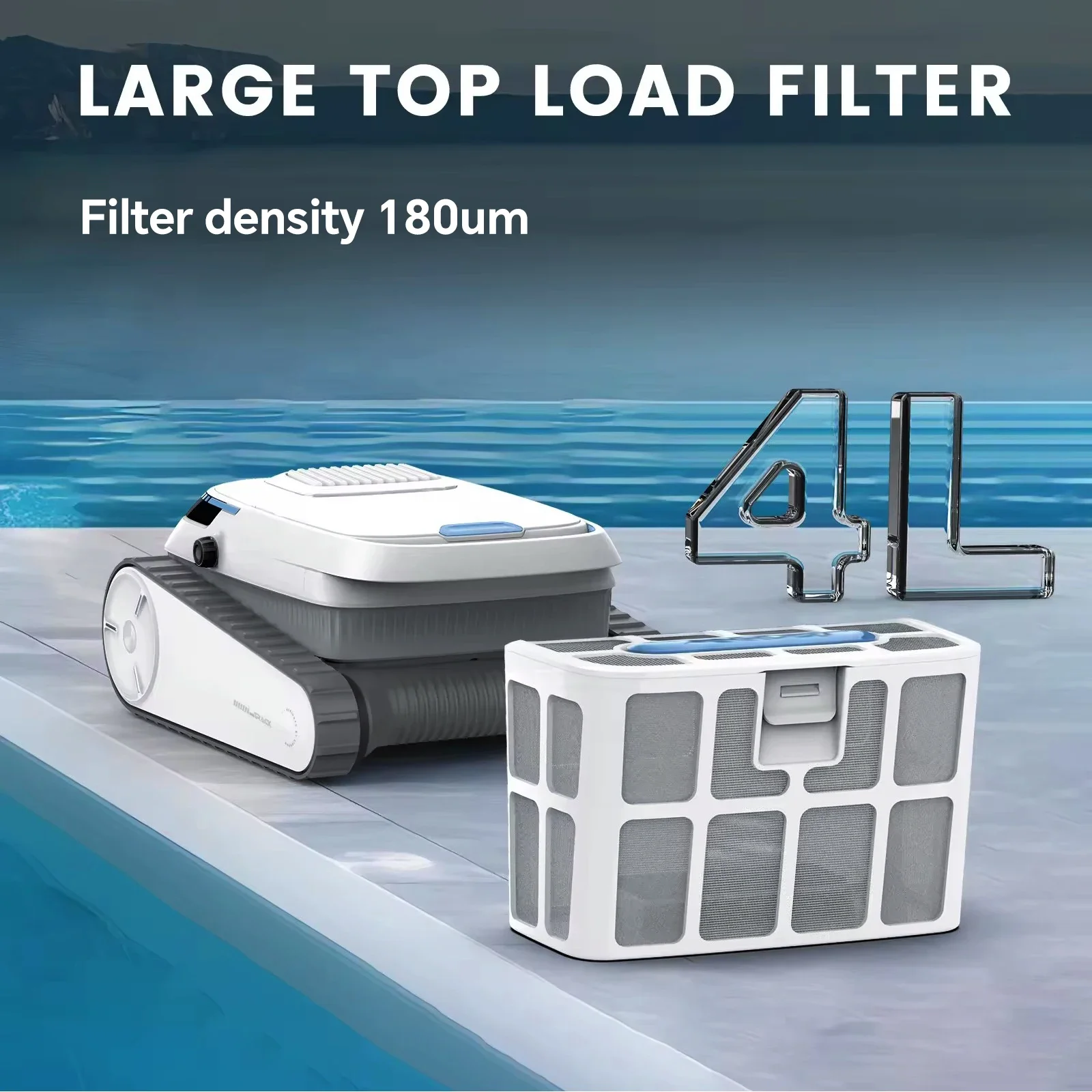 

2024 Upgraded Robotic Pool Cleaner Cordless Pool Vacuum Brushless Dual-Motors Self-Parking Tech For Above Ground Pool
