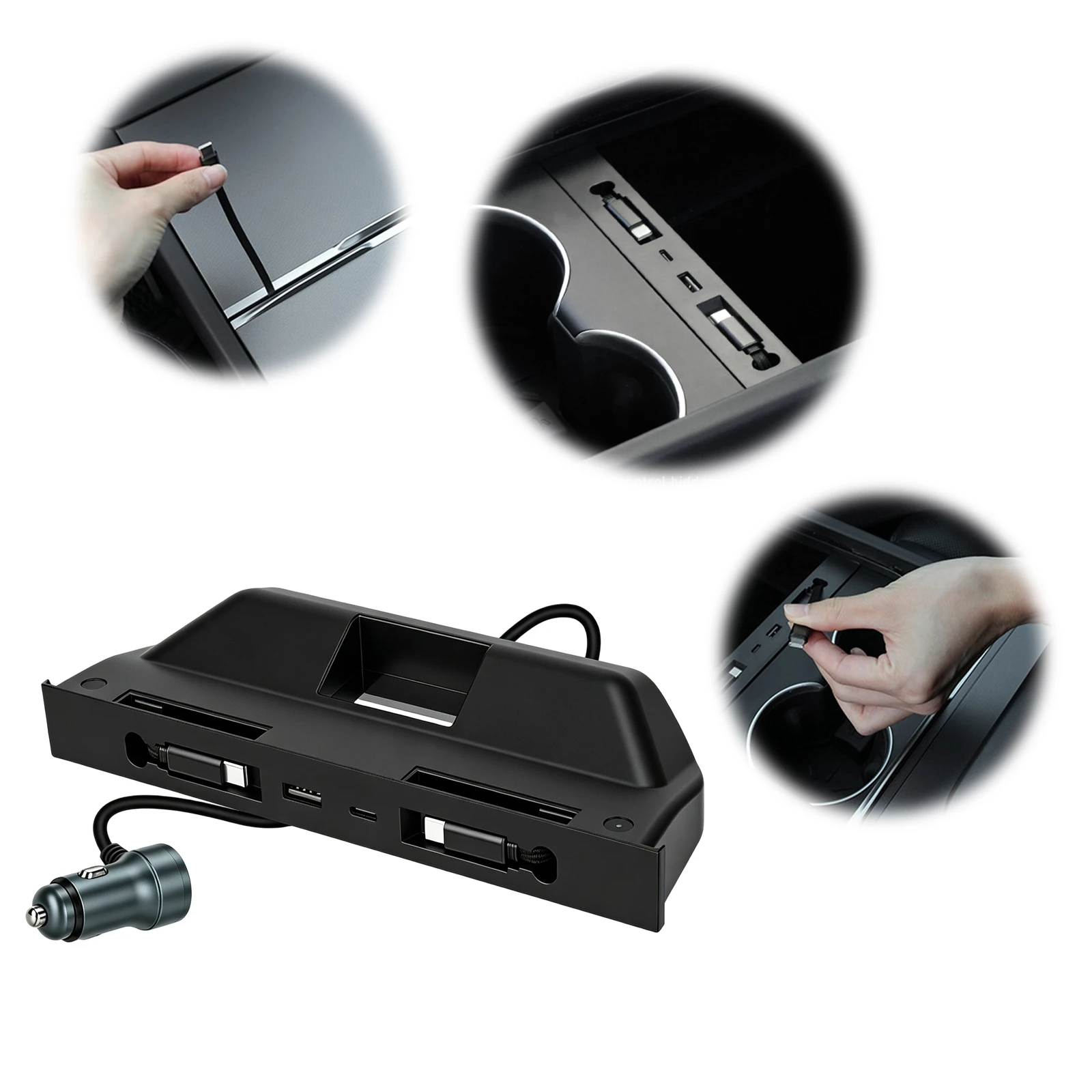 USB Hub for Tesla ModelY/YL/3 Center Console USB HUB Type-C Fast Charging Charge Hub Fast Charger Docking Station Accessories