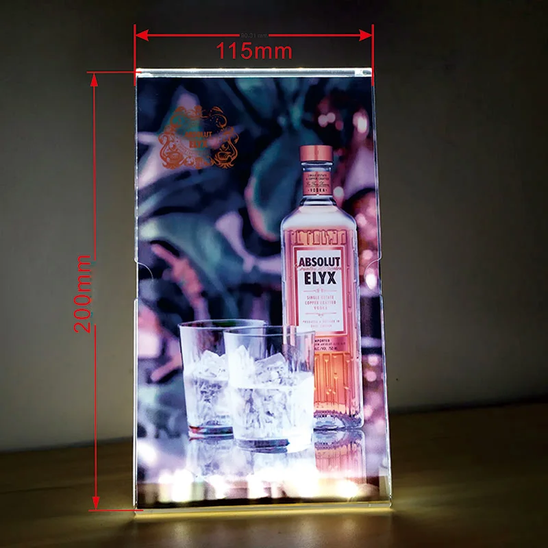 Boîte à lumière LED en acrylique Decca, table de publicité, page unique pour la liste des vins, table d'affichage des prix, enseigne de bureau de restaurant, bar, ktv, en stock