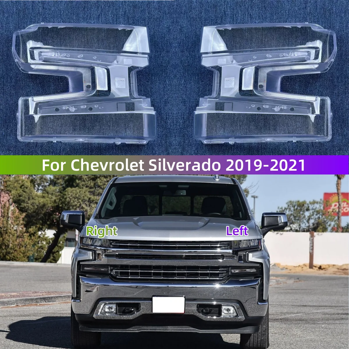 

Для Chevrolet Silverado 2019 2020 2021, автомобильные принадлежности, стеклянные фары, хорошая прозрачность и светопередача.