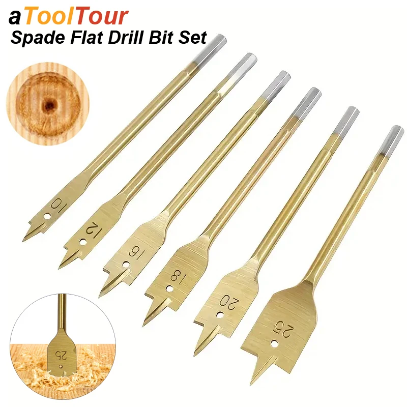 

Woodworking Spade Drill Bits Set Paddle Flat Boring Double Side Cutting Spurs Woodworker Hole Cutter Wood Polyurethane Board PVC