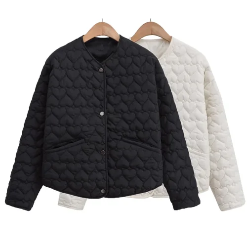 Imagen 2 del producto HXAO 2024 chaqueta de invierno para mujer, prendas de vestir exteriores de otoño, chaqueta acolchada, abrigo para mujer, chaquetas acolchadas ligeras en blanco y negro, Parkas