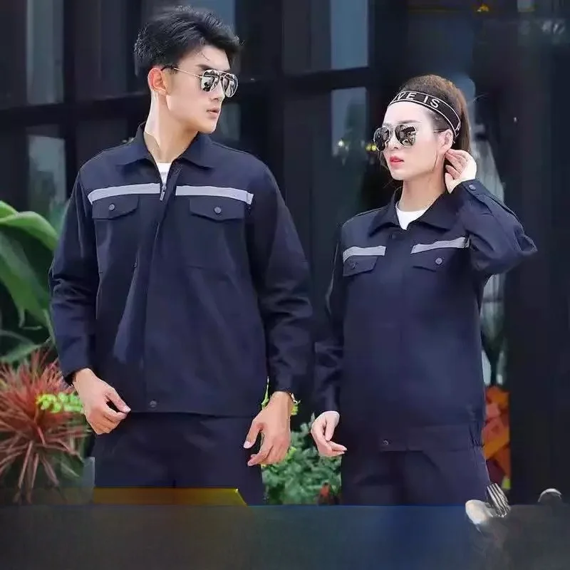Summer Work Uniform Long Sleeve Men's Workwear Thin Labor Protection Set Top And Bottoms Wear Resistant Dirty Proof Auto Repair