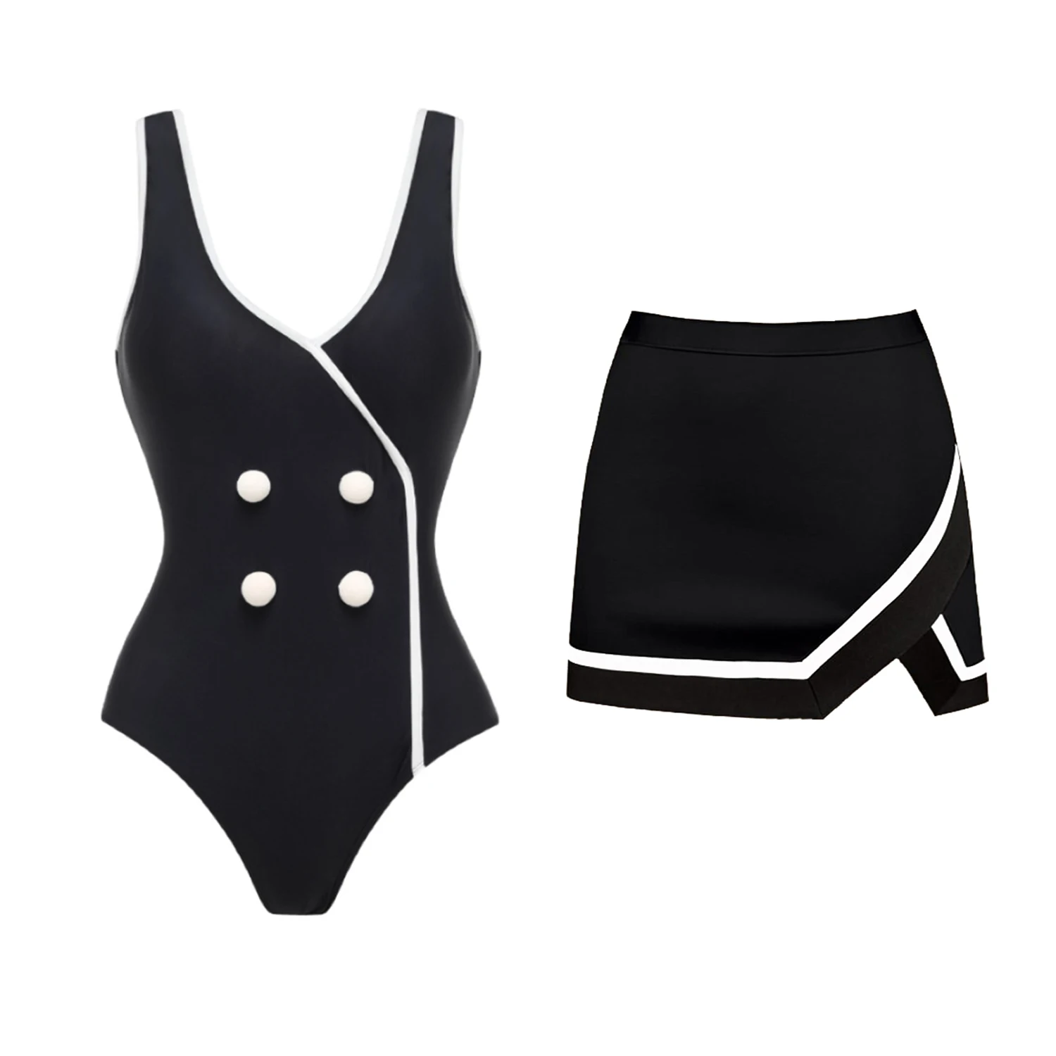 

Комплект из 2-х частей: Купальник-бикини бандо в стиле пэчворк 2026, сексуальный, однотонный, черно-белый, для женщин, пляжная одежда