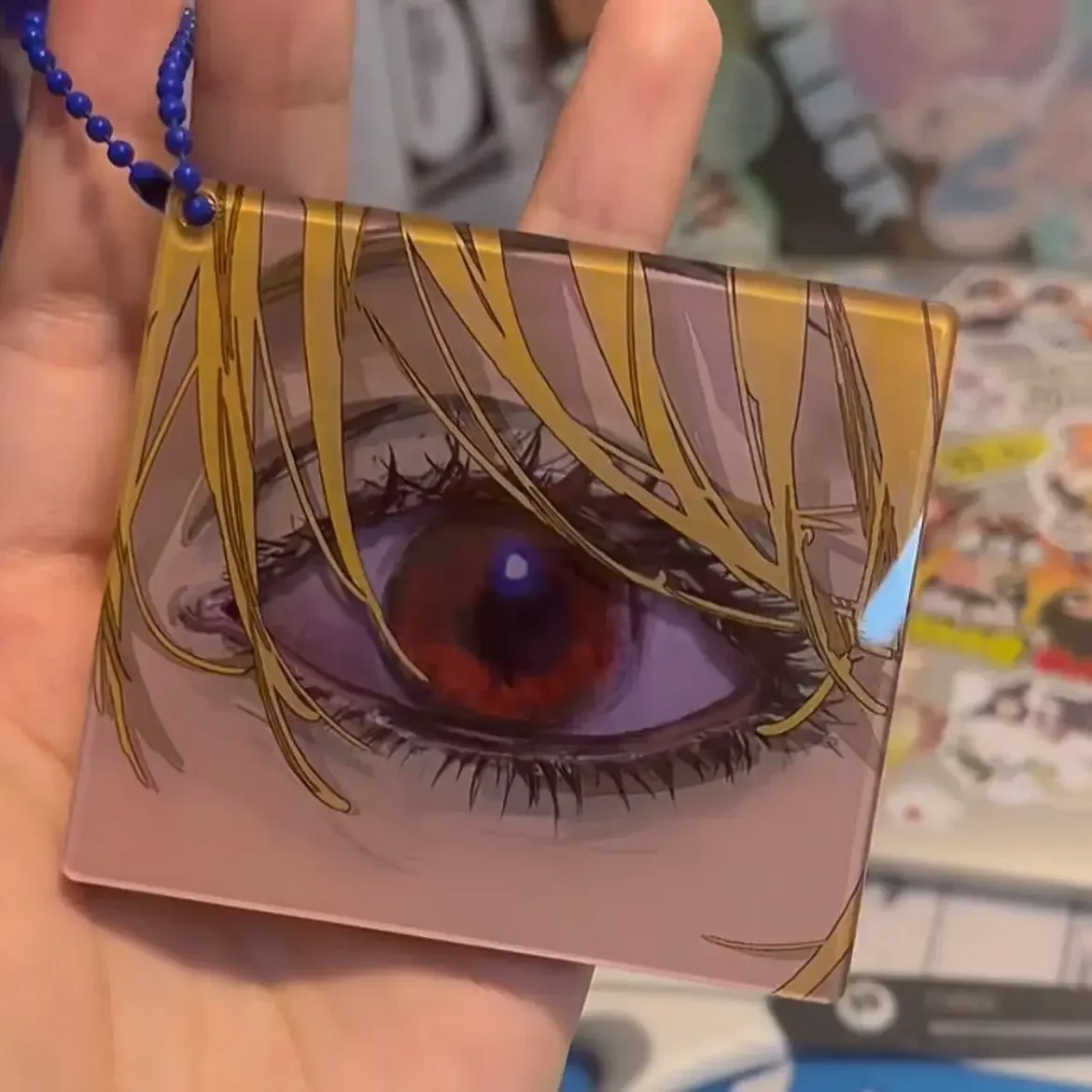 HUNTER×HUNTER Anime Keychain Kurapika Eye Acrylic Key Chain Design Key Ring Bag Pendant Ornament Cute Accessories Friend Gift