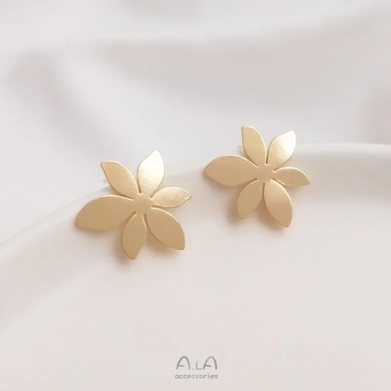 Color 14K Gold Big Flower Earrings With Rings Flower Shape Hmade Simple Earrings DIY Ear Jewelry Accessories Materials