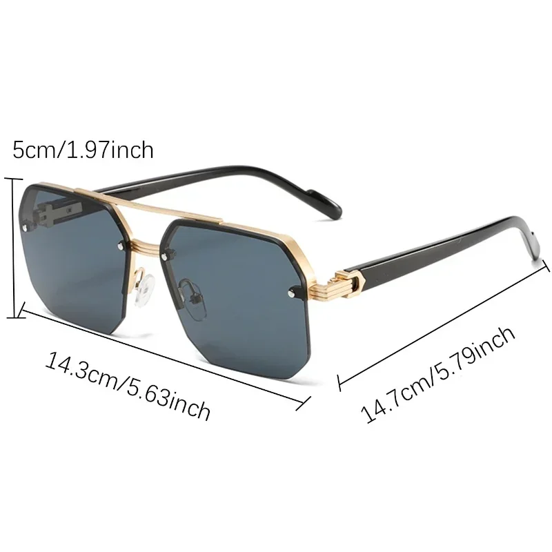 Fashion Square Semi-rimless Sunglasses Men Fashion Vintage Gradient Casual Shades Luxury Brand Design Outdoor Sun Glasses image 6