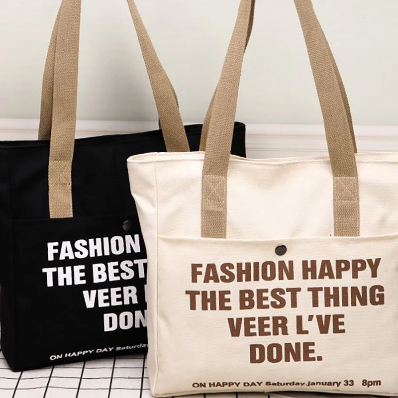 Student Classes Commute Laptop Carrying Bag Casual Handbags Canvas Tote Bags For Women Large Capacity Single Shoulder Bag