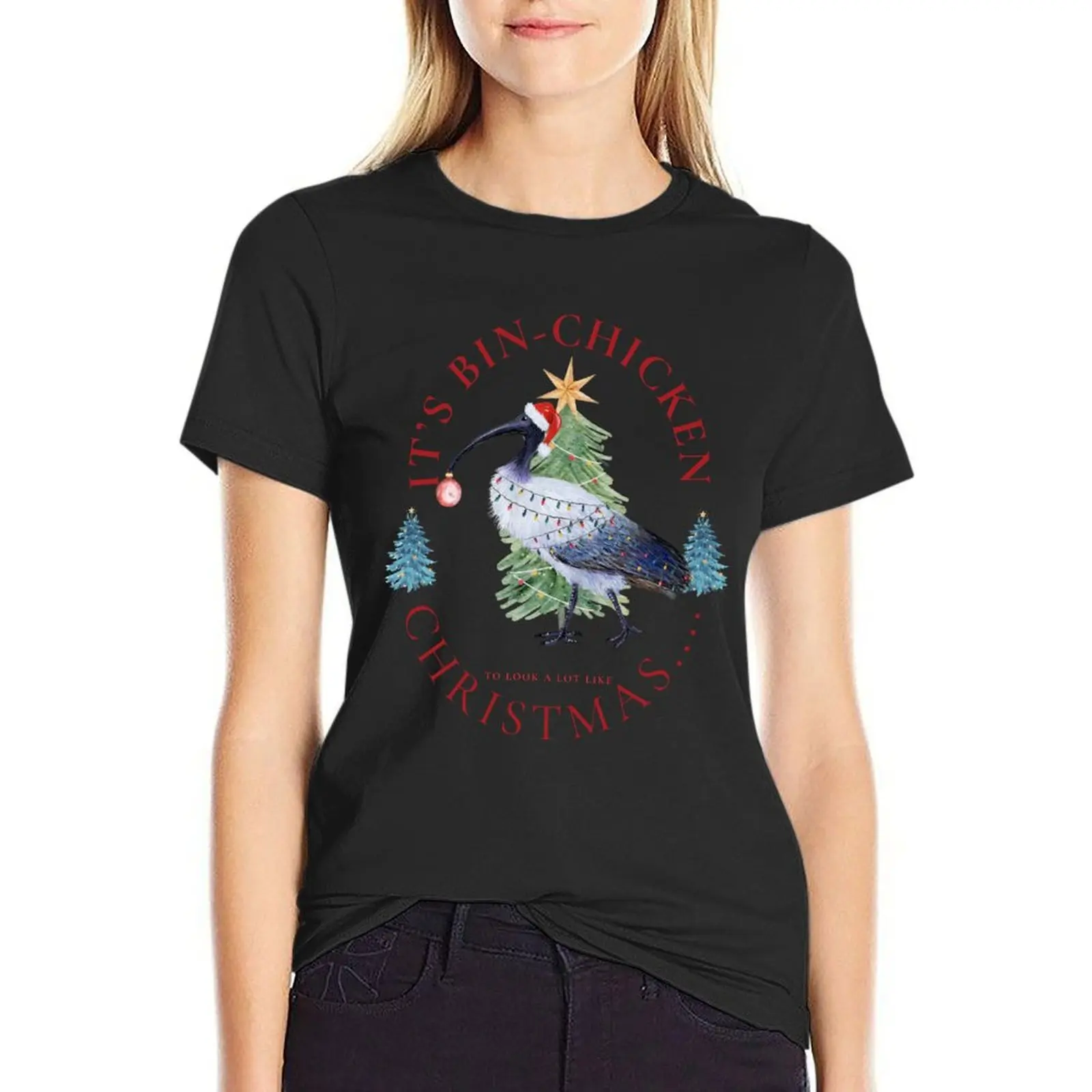 Kerst Bak Kip T-Shirt Zwarten Zwaargewichten Dame Kleding Kat Shirts Voor Vrouwen