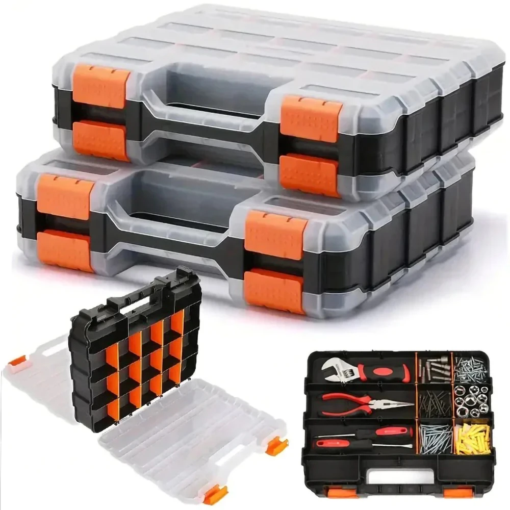 Double-sided Carrying Toolbox Organizer Multipurpose Screw Storage Classifier Parts Plastic Drawer Tools Workshop Storage Boxes