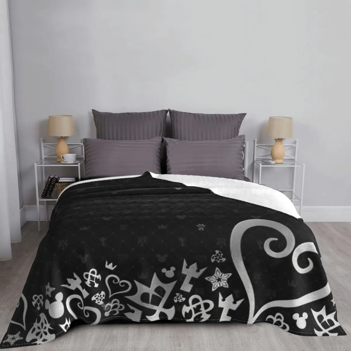 Kingdom Hearts Artwork Blankets Fleece kh game gaming anime fantasy Super Soft Throw Blankets for Bedroom Sofa Bedspread