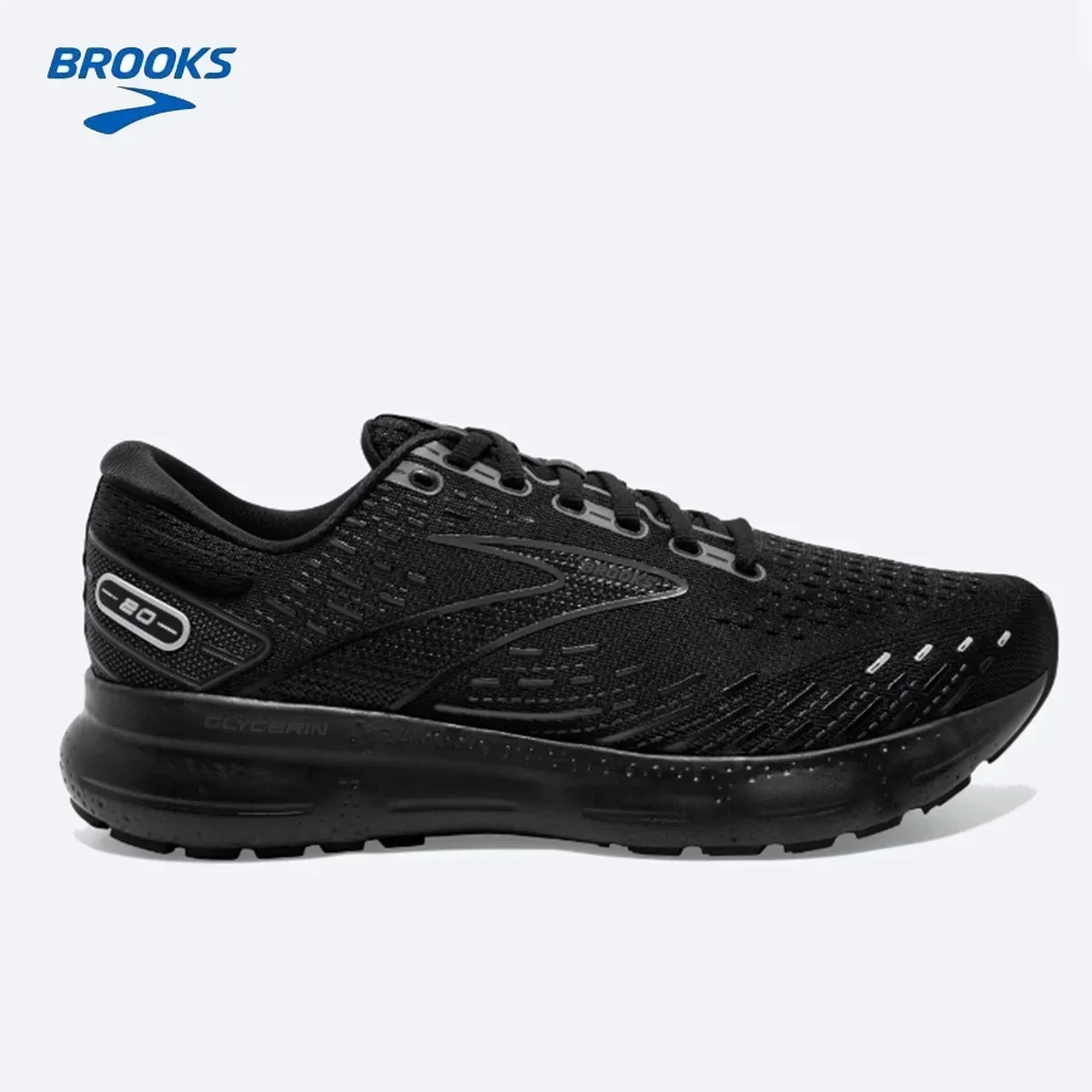 BROOKS Glycerin 20 Running Shoes Black Ebony Men Women Long-Distance Road Sport Training Casual Sneakers